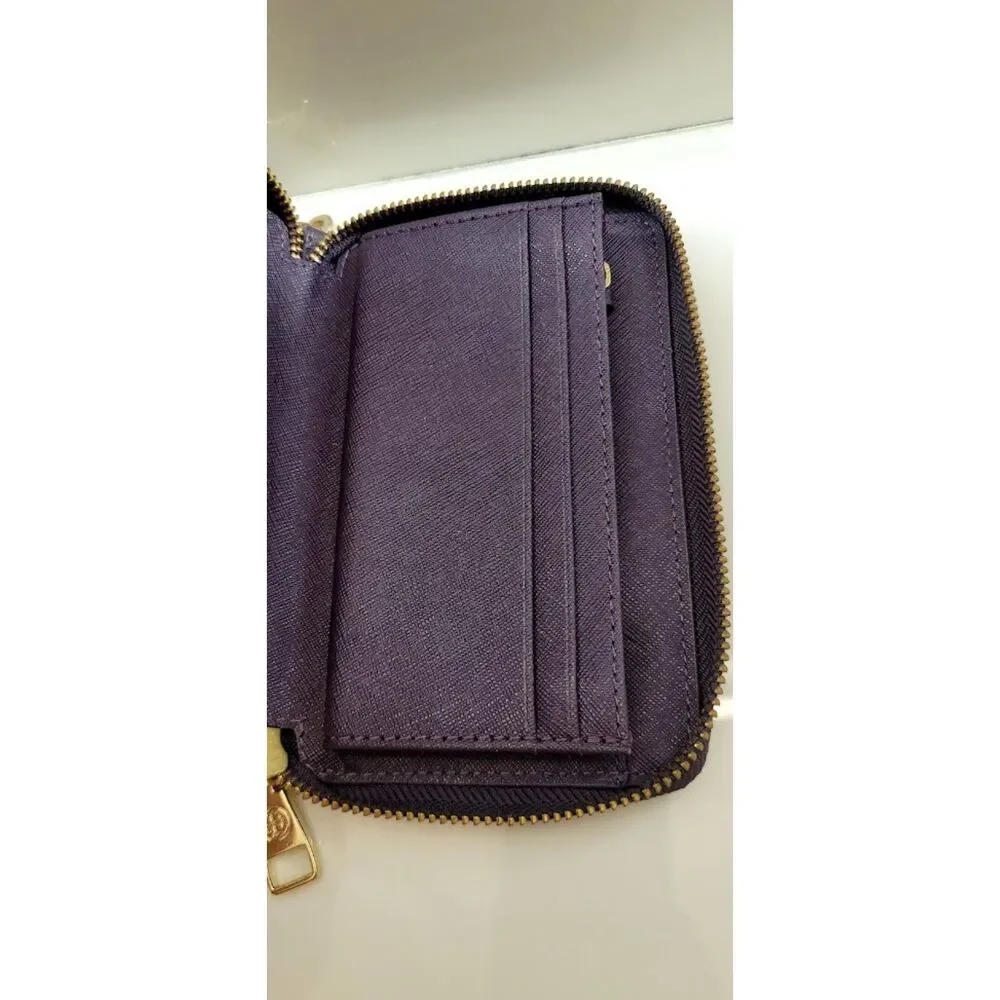 Tory Burch Saffiano Purple Leather Wrist-let Portfolio Wallet Ladies Cardholder - Picture 6 of 8